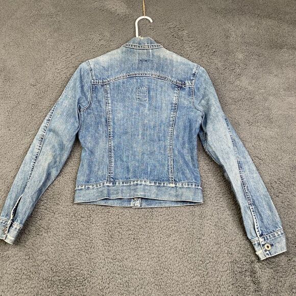 Rogan Denim Trucker Jacket Cropped Distressed Made in USA Cotton Designer S - Picture 10 of 11